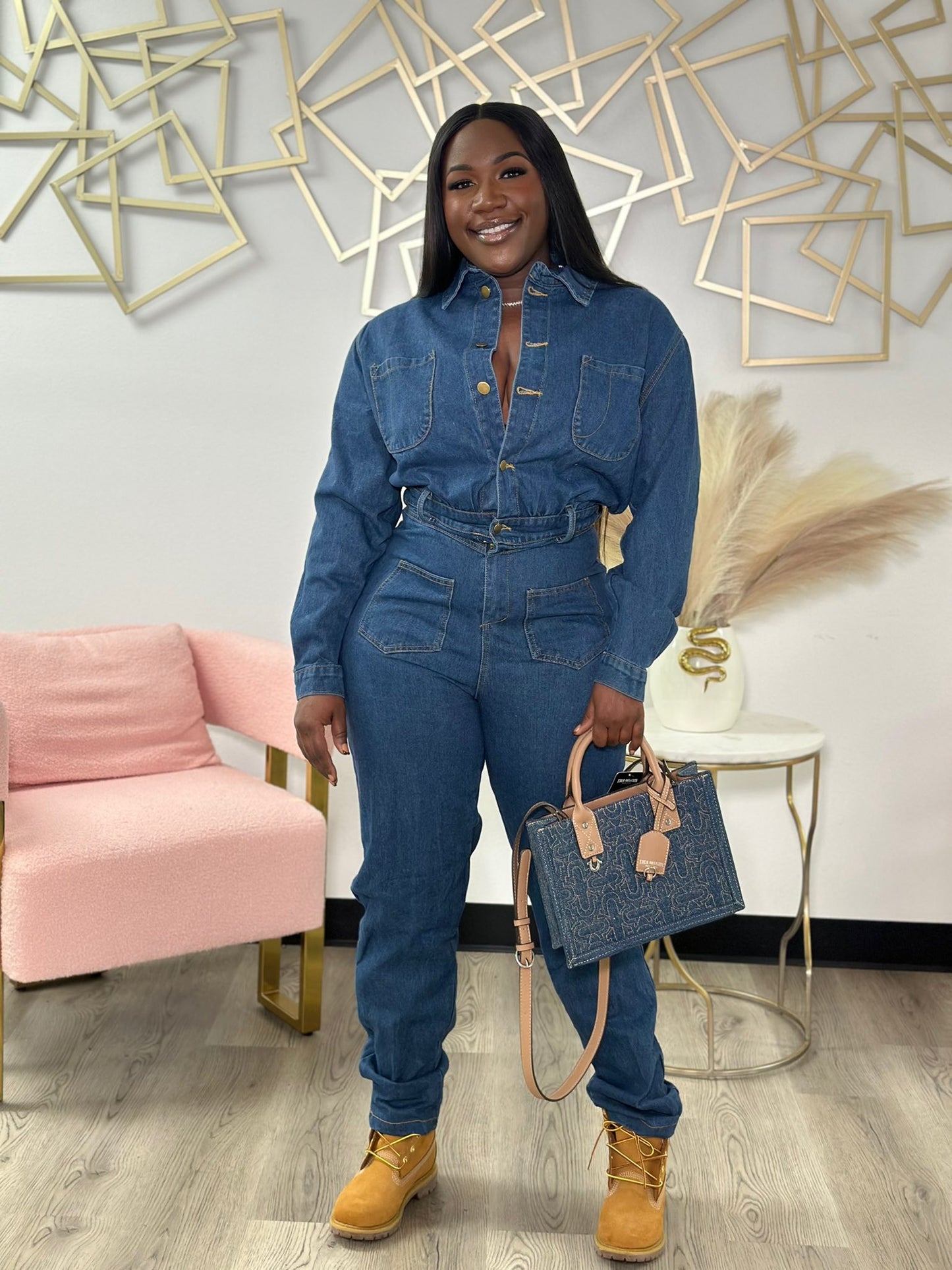 Denim Cargo Jumpsuit