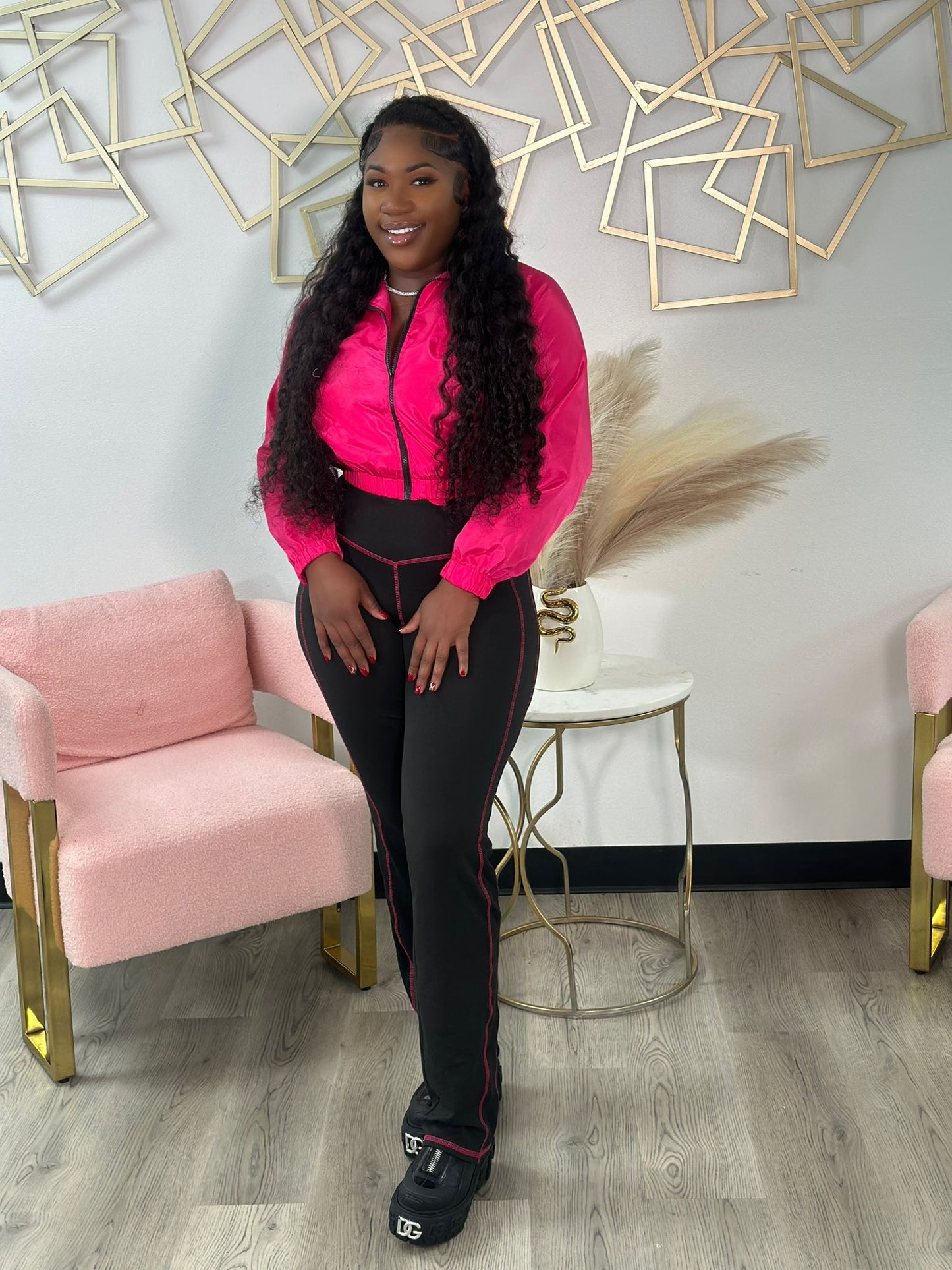 Pink/Black Wind Breaker 2 piece