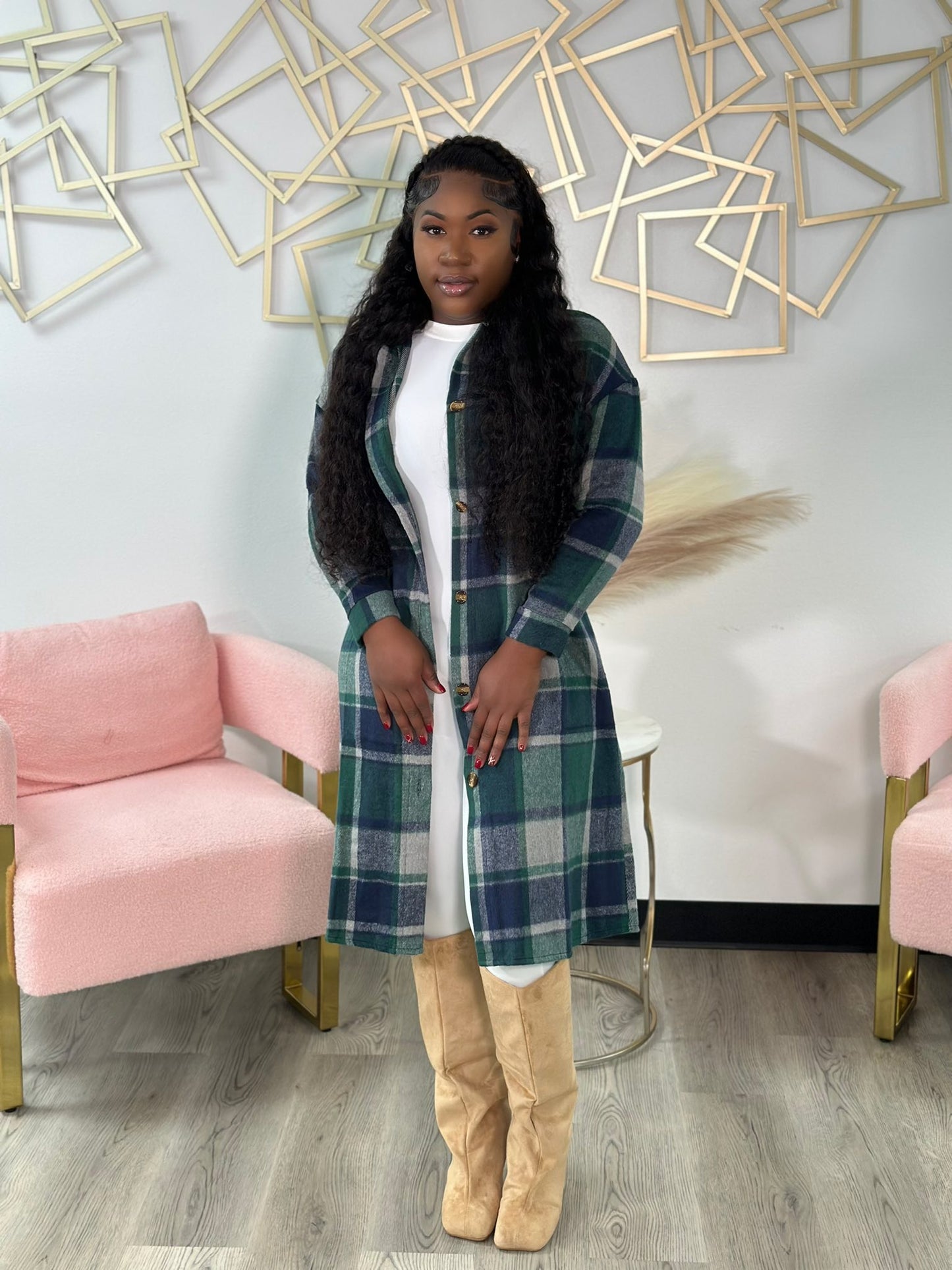 blue and green flannel