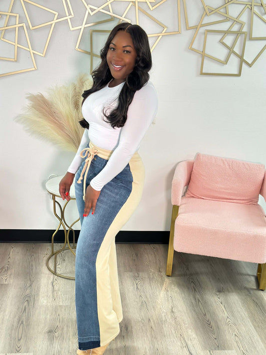 Washed Blue drawstring jeans